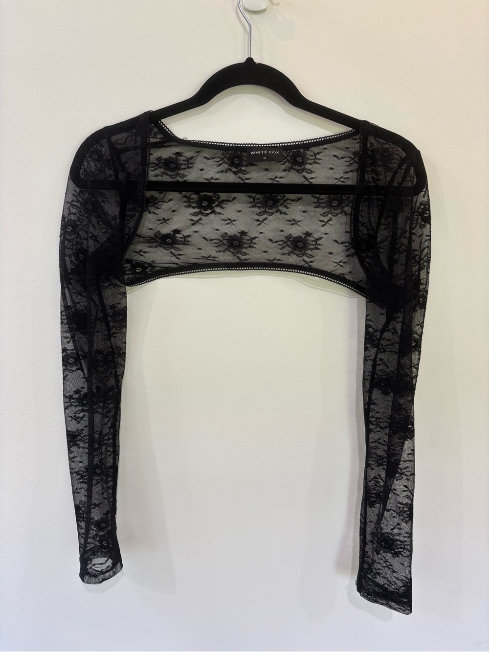 White Fox Floral Lace Long Sleeve Shrug Layer